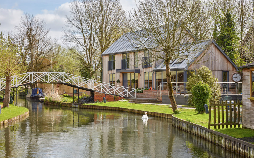 New build for sustainable canal side cottage in Newbury