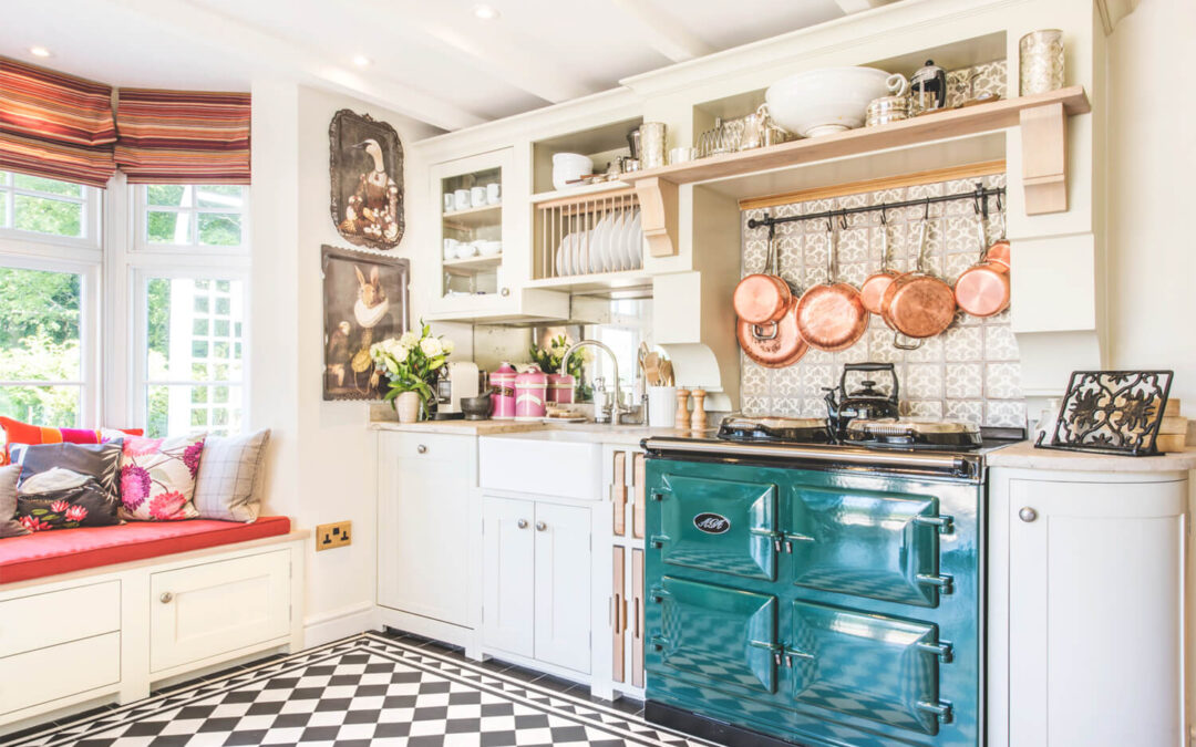 modern-kitchen-with-teal-aga-cooker-and-cooper-pansjpg