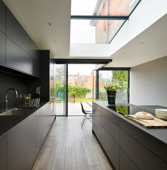 period-home-contemporary-black-gallery-kitchen-with-rooflight